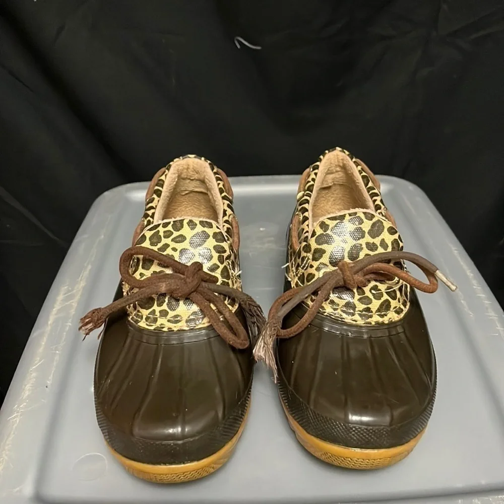 SPERRY- low cut rubber boot with animal print